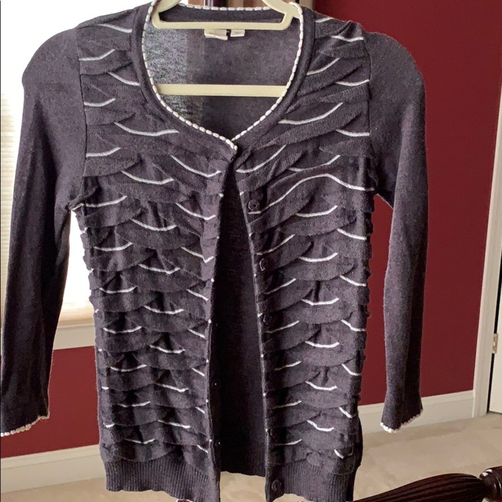 Anthropologie Yellow bird scalloped cardigan SZ S